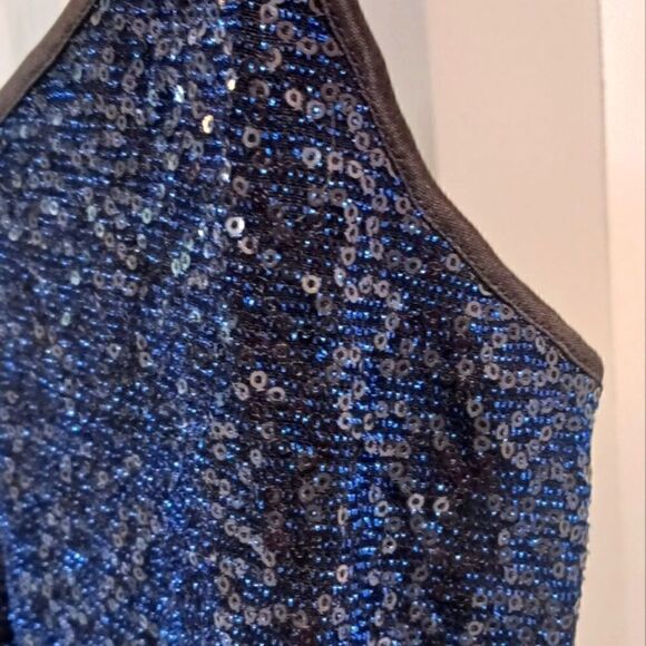 EXPRESS Sequined Camisole Tank Top Navy Spaghetti Strap Sz Small NWT - Picture 5 of 12